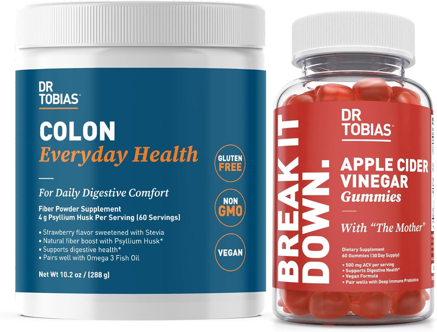 Dr. Tobias Daily Apple Cider Vinegar Gummies for Digestive Health & Detox Support with Psyllium Husk Powder