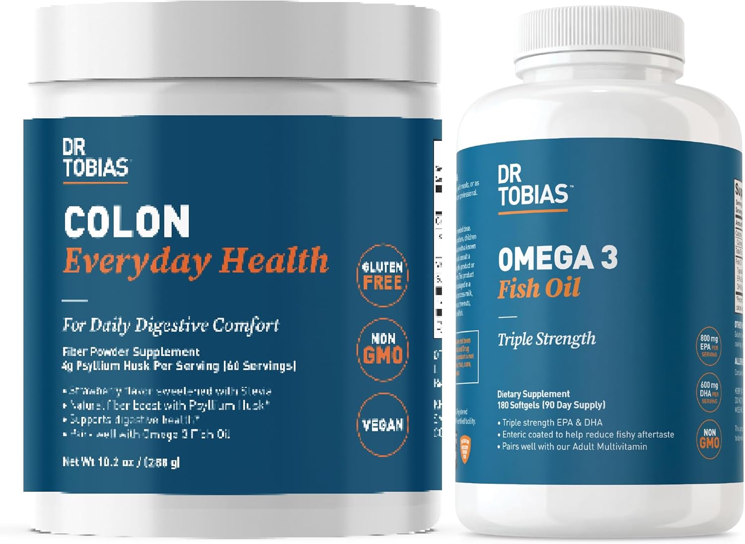 Dr. Tobias Omega 3 Fish Oil Capsules for Daily Digestive Support and Overall Health, Non-GMO Formula with Extra-Strength EPA DHA Omega 3s