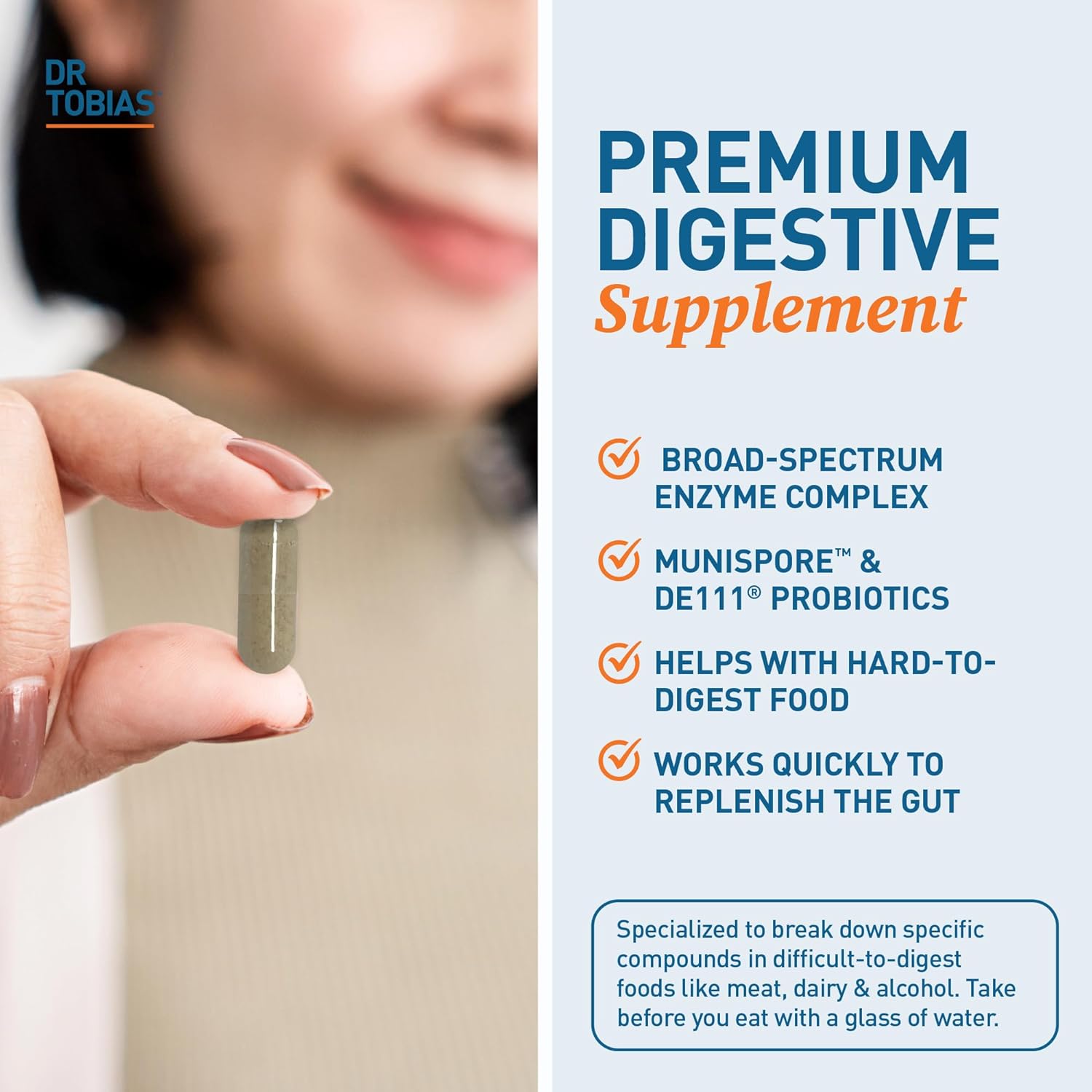 Dr. Tobias Omega 3 Fish Oil with Digestive Enzymes, Probiotics, Prebiotics - Supports Heart, Brain, Immune Function, Gut Health & Digestion, Non-GMO