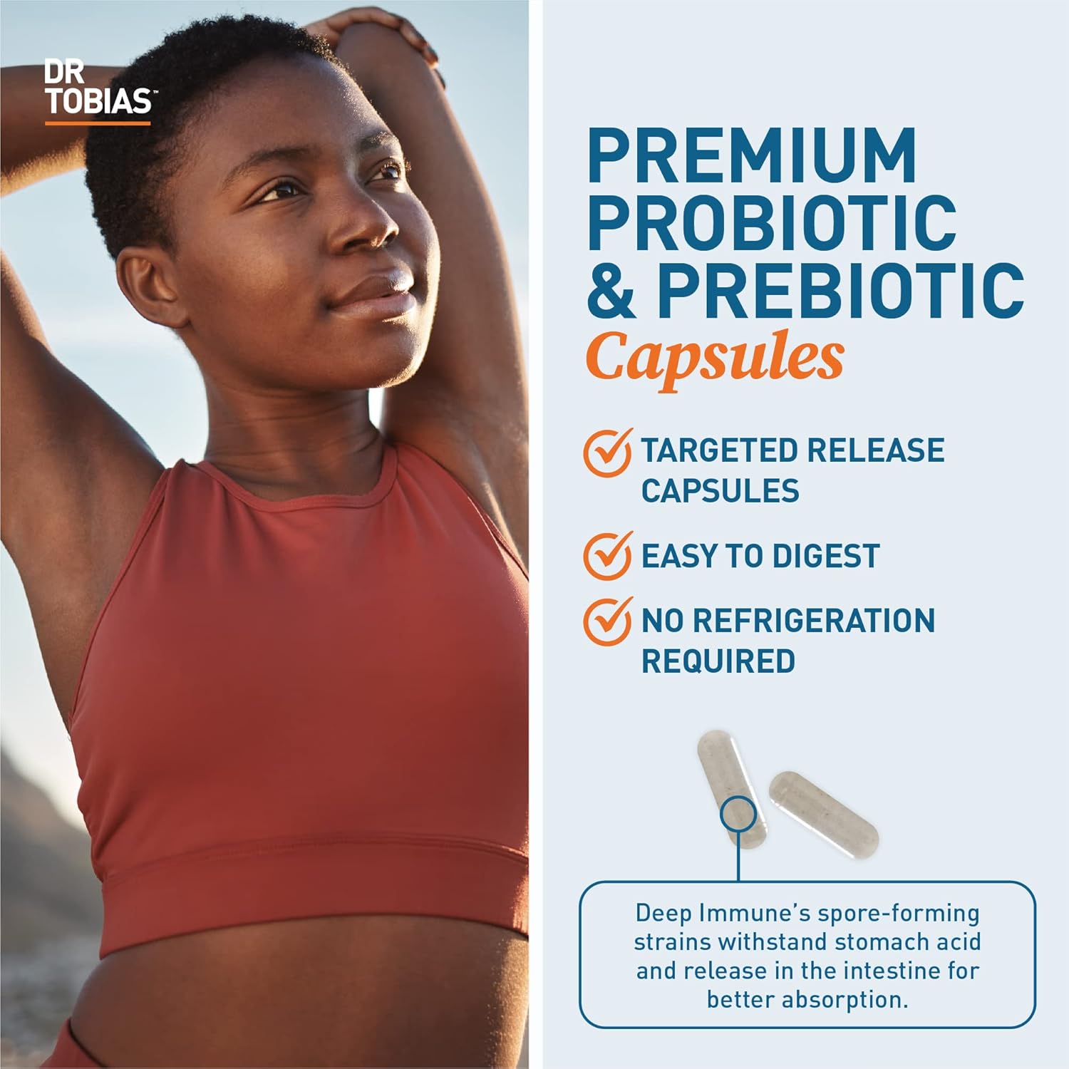 Dr. Tobias Probiotics with Prebiotics for Digestion & Gut Health - 30 Billion CFUs & Immune Support