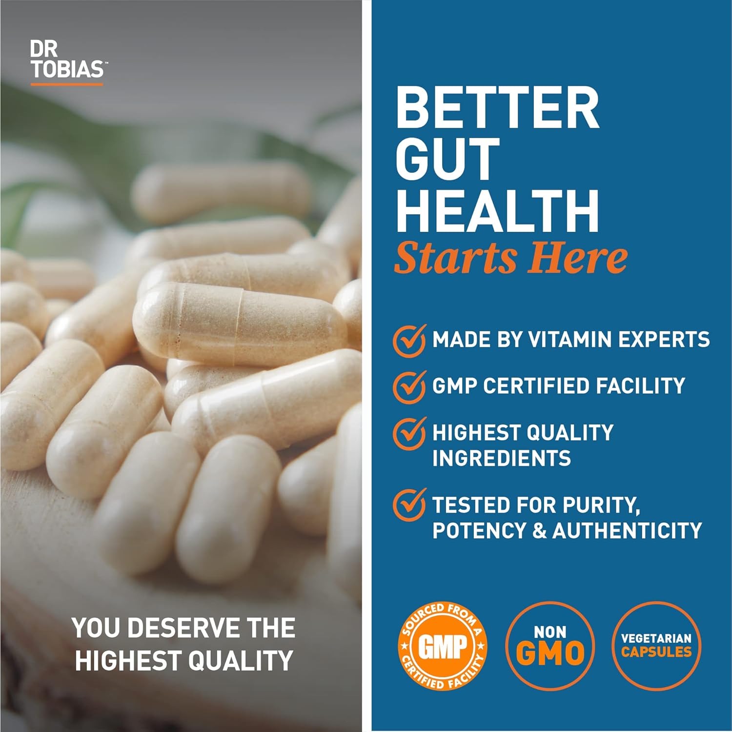 Dr. Tobias Probiotics with Prebiotics for Digestion & Gut Health - 30 Billion CFUs & Immune Support