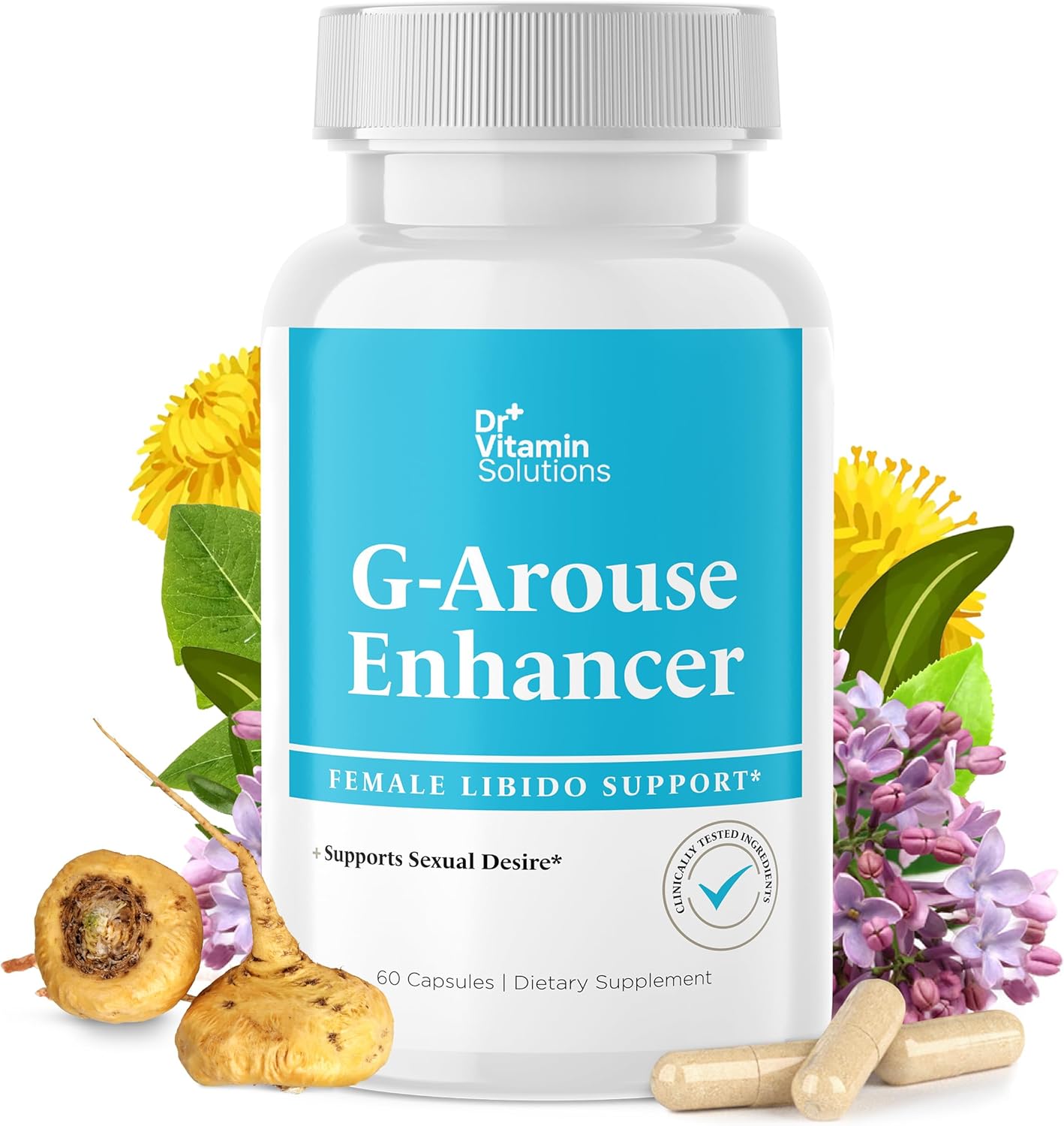 Dr. Vitamin Solutions G-Arouse Enhancer for Women | Libido Booster with Horny Goat Weed, Maca, Tongkat Ali & Tribulus | Energy Boosting Formula, 60 Capsules