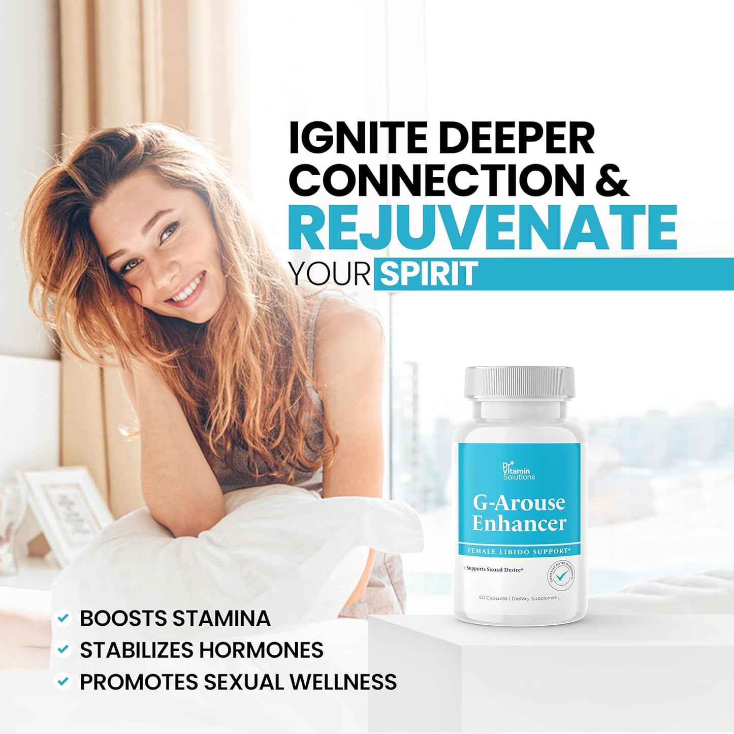 Dr. Vitamin Solutions G-Arouse Enhancer for Women | Libido Booster with Horny Goat Weed, Maca, Tongkat Ali & Tribulus | Energy Boosting Formula, 60 Capsules