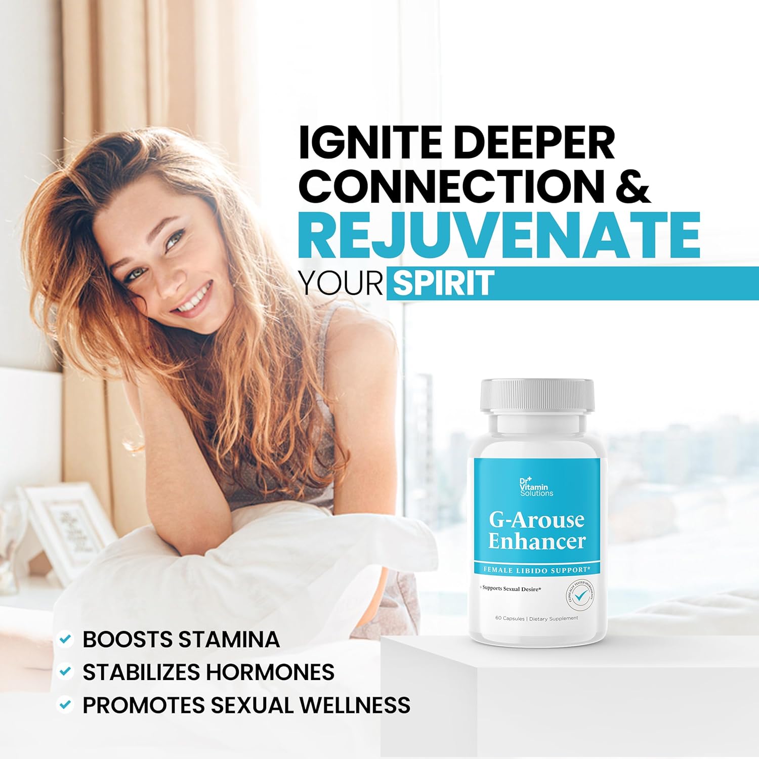 Dr. Vitamin Solutions G-Arouse Enhancer for Women | Libido Booster with Horny Goat Weed, Maca, Tongkat Ali & Tribulus | Energy Boosting Formula, 60 Capsules