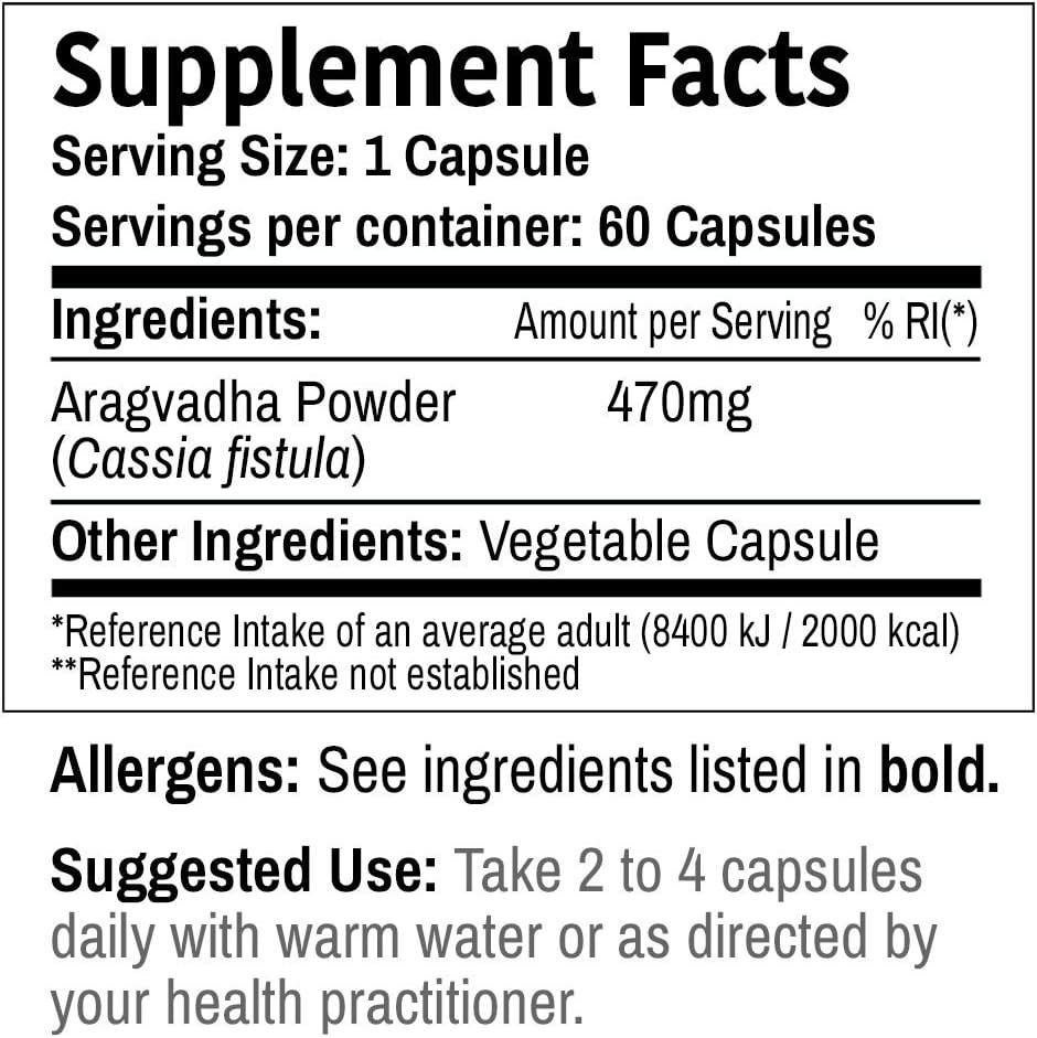 DR WAKDE'S Aragwadha Capsules - Plant-Based Ayurvedic Supplement (60 Veg Caps)