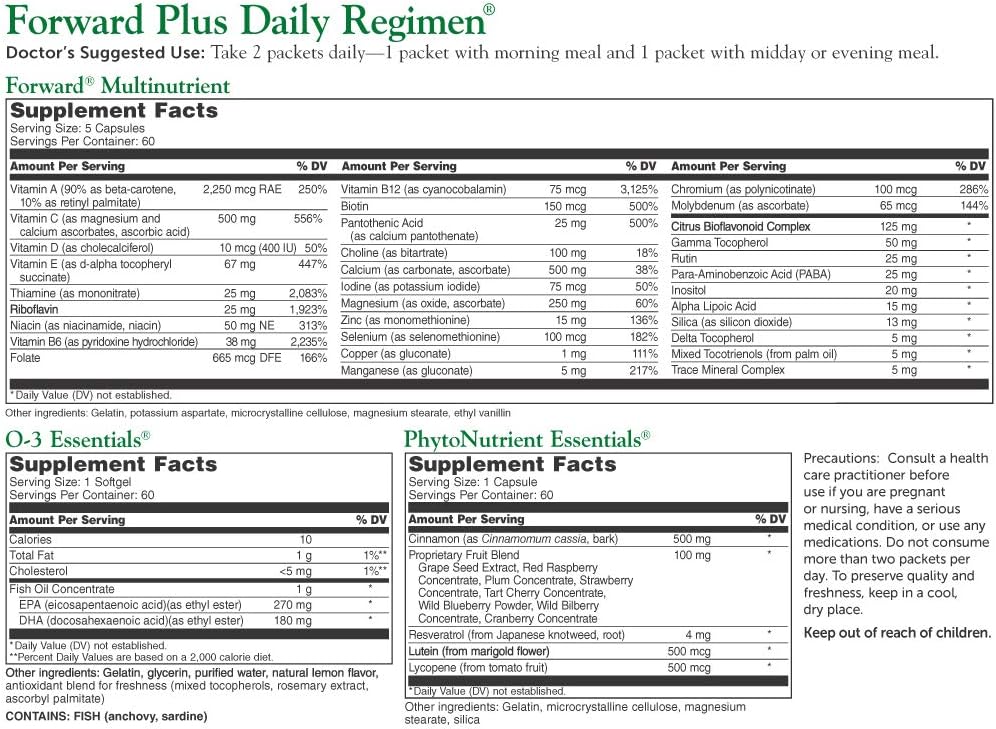 Dr. Whitaker's Forward Plus Daily Regimen - Multivitamin Supplement for Energy, Strength, and Vitality - 60 Packets