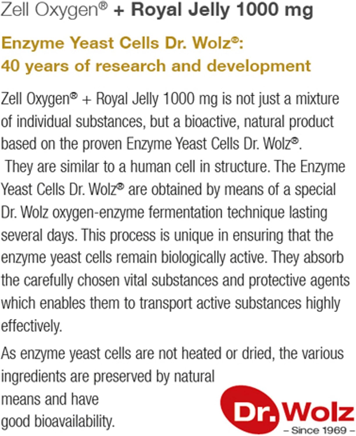 Dr. Wolz Zell Oxygen + Royal Jelly 1000mg Supplement (14 Vials) - Energy Booster with Vitamin B, Biotin for Healthy Skin