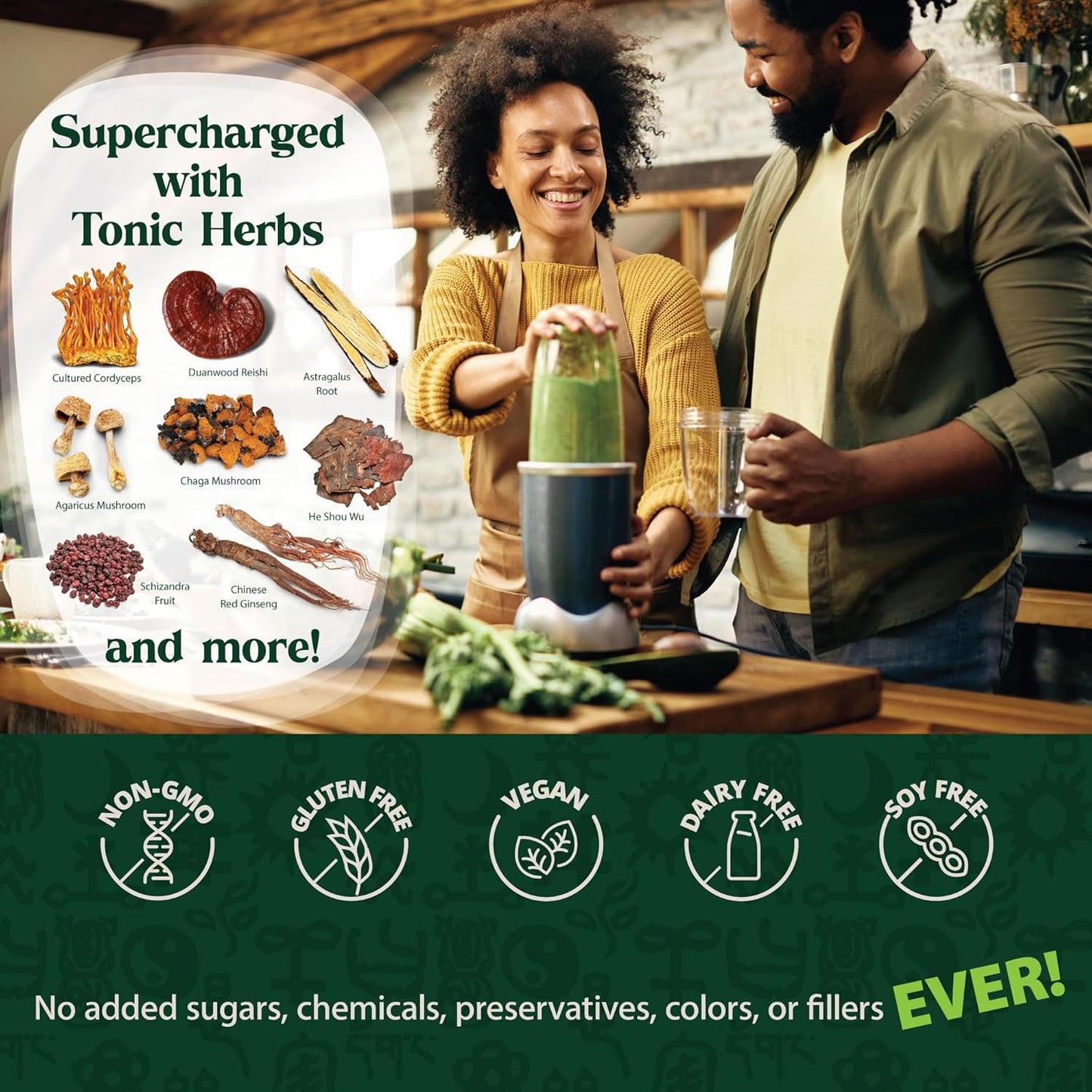 Dragon Herbs Tonic Alchemy Superfood Greens Powder - 91 Ingredients including Ashwagandha, Mushrooms, Probiotics - 30 Servings