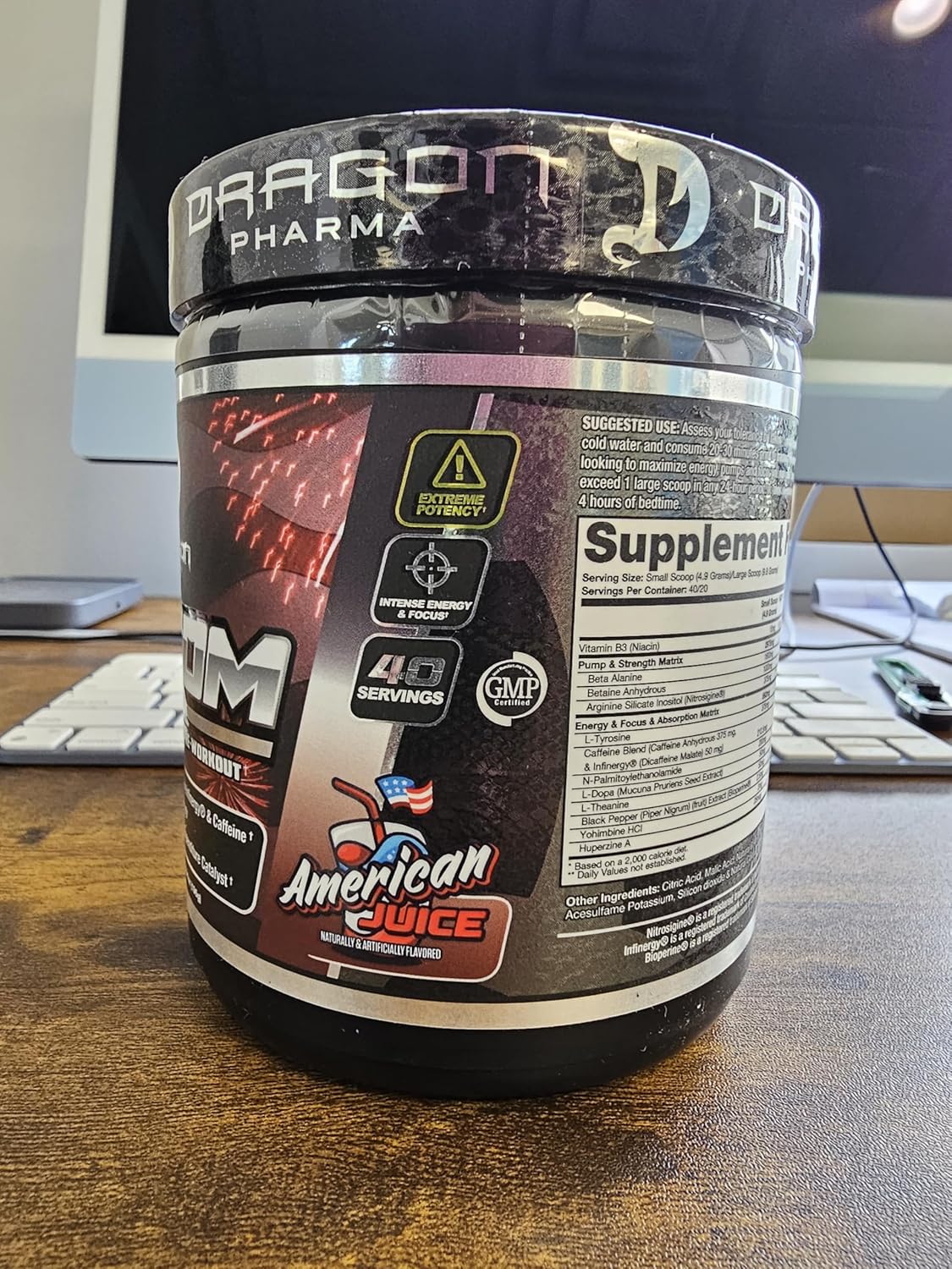 Dragon Pharma Venom Extreme Pre-Workout Supplement - Boost Energy, Focus, and Performance with Proven Ingredients for Vasodilation and Endurance - 40 Servings