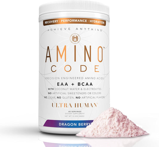 Dragonberry Amino Energy Powder Drink | Essential Amino Acids + BCAAs + Electrolytes | Fast Workout Recovery & Hydration | Clean Formula, 40 Servings