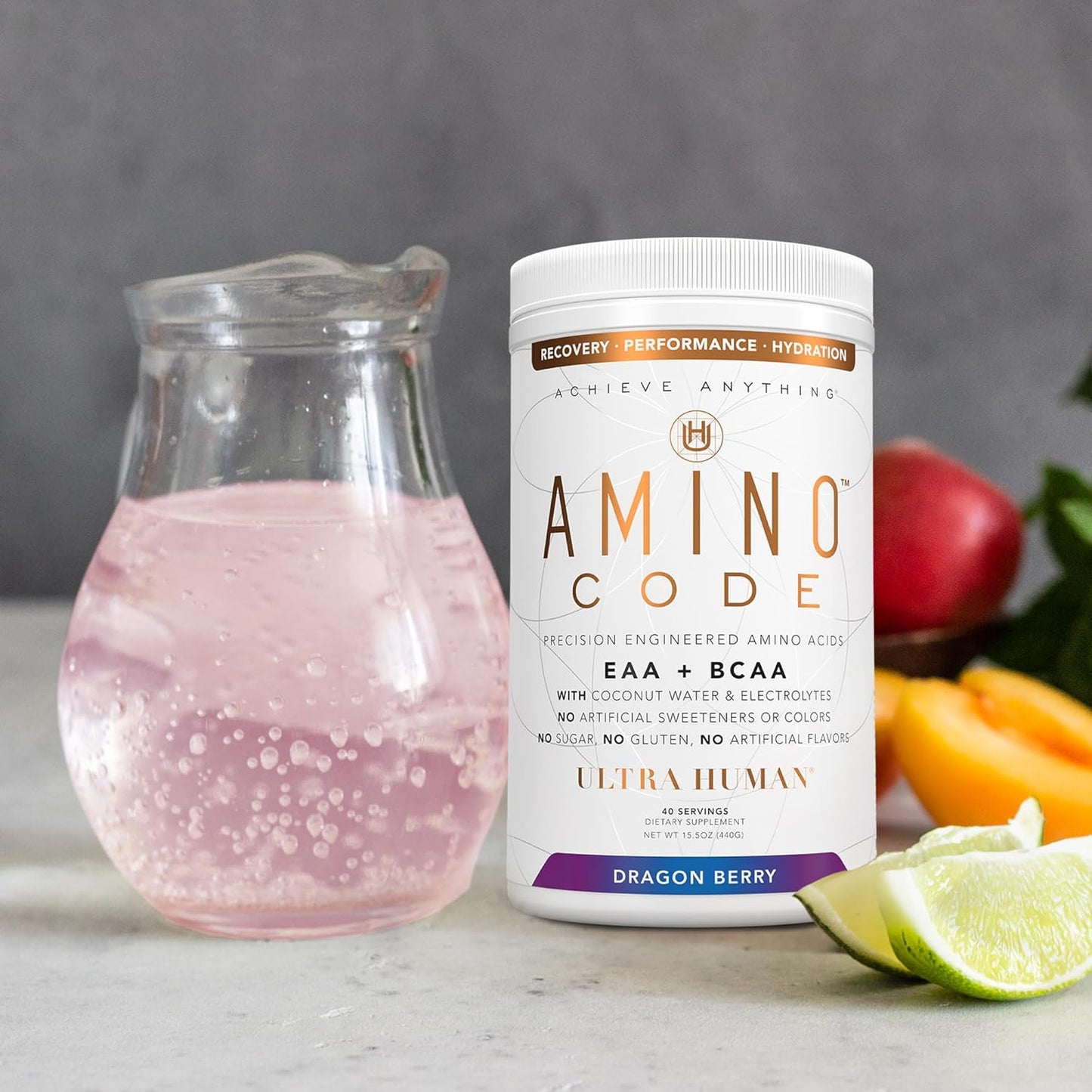 Dragonberry Amino Energy Powder Drink | Essential Amino Acids + BCAAs + Electrolytes | Fast Workout Recovery & Hydration | Clean Formula, 40 Servings