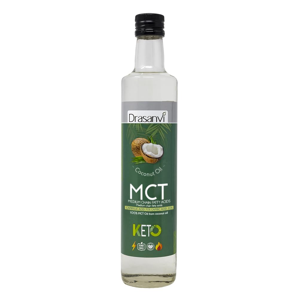 DRASANVI Coconut Oil MCT 500ml - Keto Dietary Supplement - Natural Fatty Acids - Eco Friendly for Food & Drink