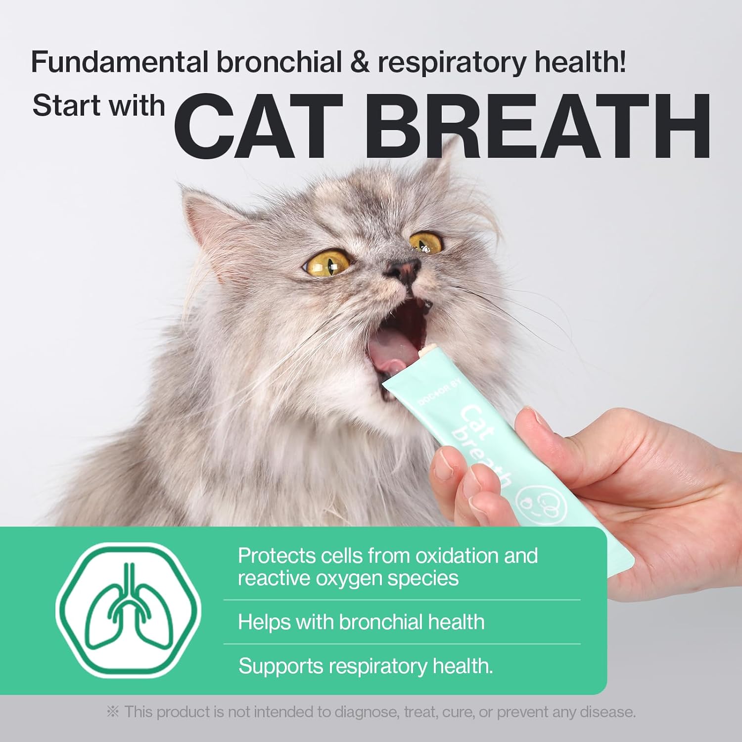 Dr.by Cat Breath Bronchial Supplements for Cat Sneezing, Asthma, Cold, and Cough Relief - Supports Respiratory Function and Immune Health - 30 Individually Packaged Chicken Treats