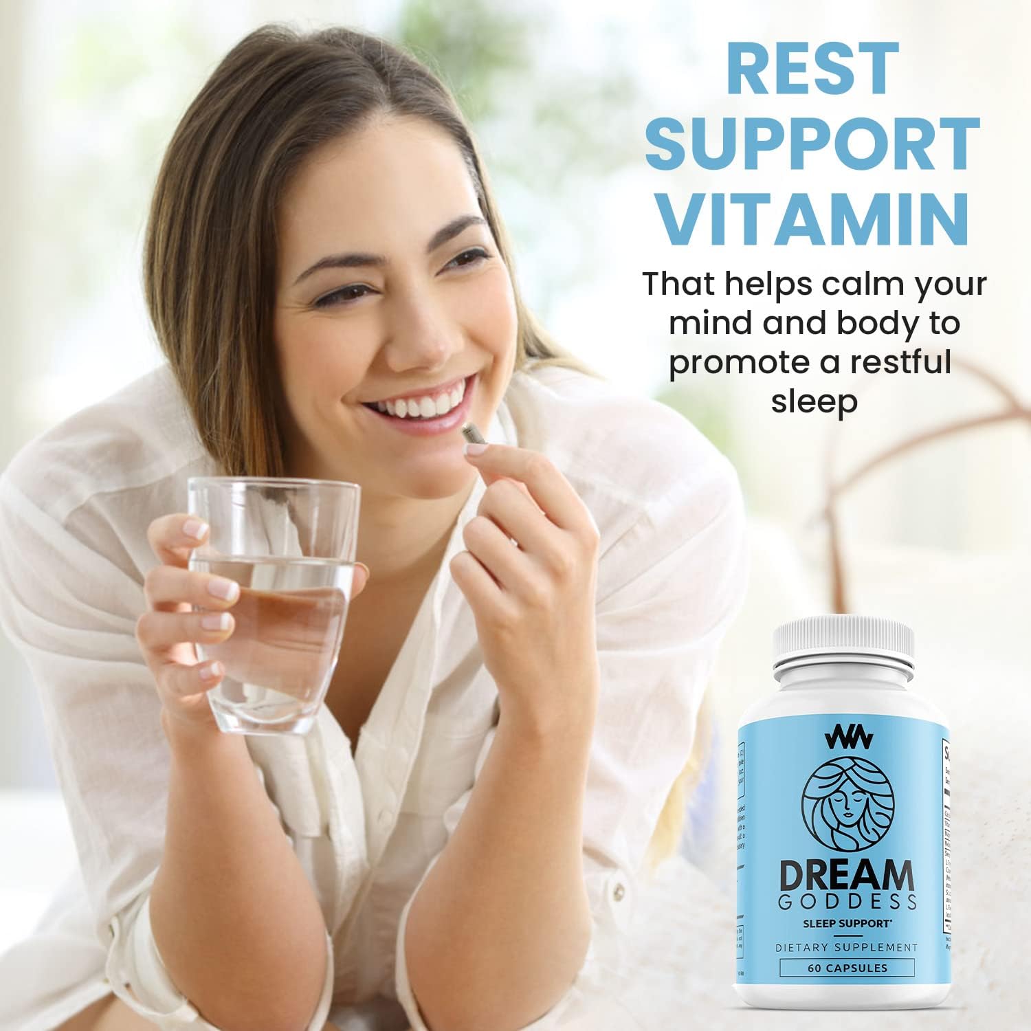 Dream Goddess Sleep Support Supplement for Women | Relaxation Aid | Calm Mind | Enhance Rest | Female-Specific Vitamins