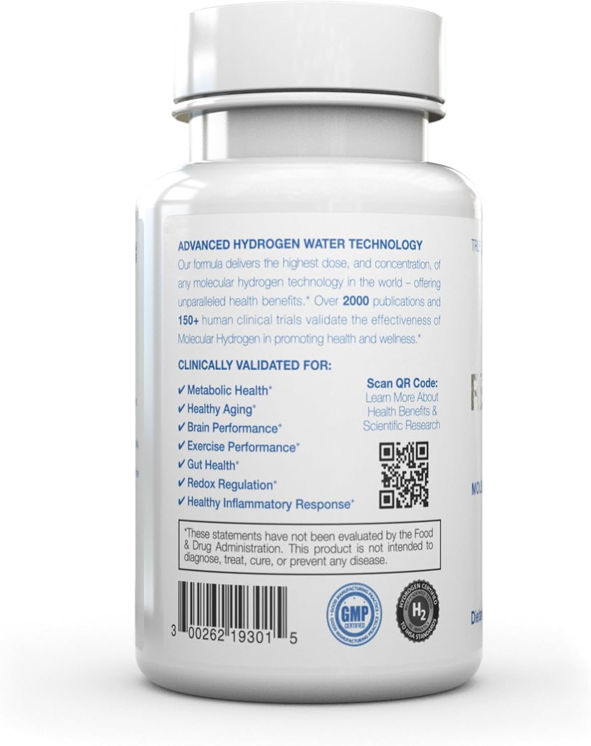 DRINK HRW Molecular Hydrogen Water Tablets - Rejuvenate Your Body and Boost Mental Clarity - 30 Unflavored Tablets