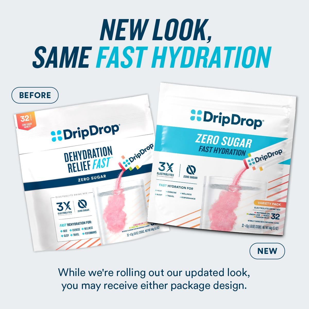 DripDrop Hydration Lemon Lime Electrolyte Drink Mix Packets - Zero Sugar, Non-GMO, Gluten Free, Vegan - 32 Sticks