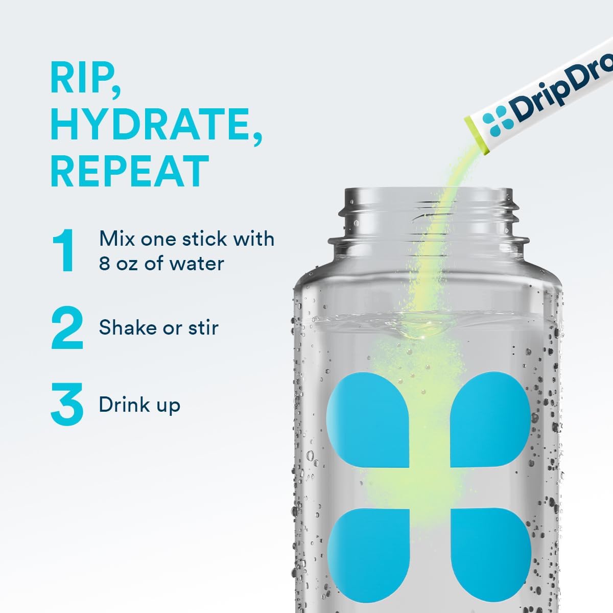 DripDrop Hydration Lemon Lime Electrolyte Drink Mix Packets - Zero Sugar, Non-GMO, Gluten Free, Vegan - 32 Sticks