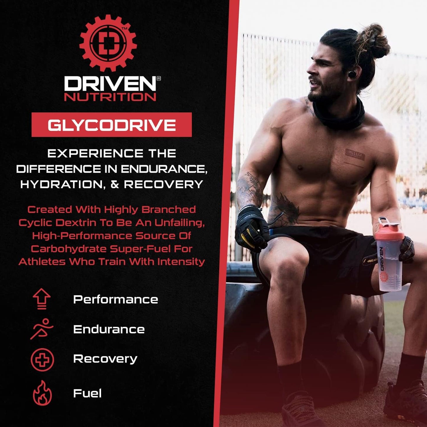 Driven Nutrition GlycoDrive: Highly Branched Cyclic Dextrin Carb Powder for Energy & Recovery - 2lbs - Pre, Intra, Post-Workout Glycogen Replenishment