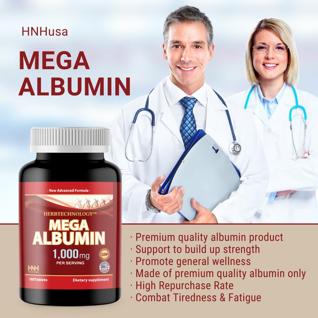 Dr.K&C HNHusa Mega Albumin Protein 1000mg - Supports Kidney & Liver Function, Overall Health, & Energy - 120 Tablets