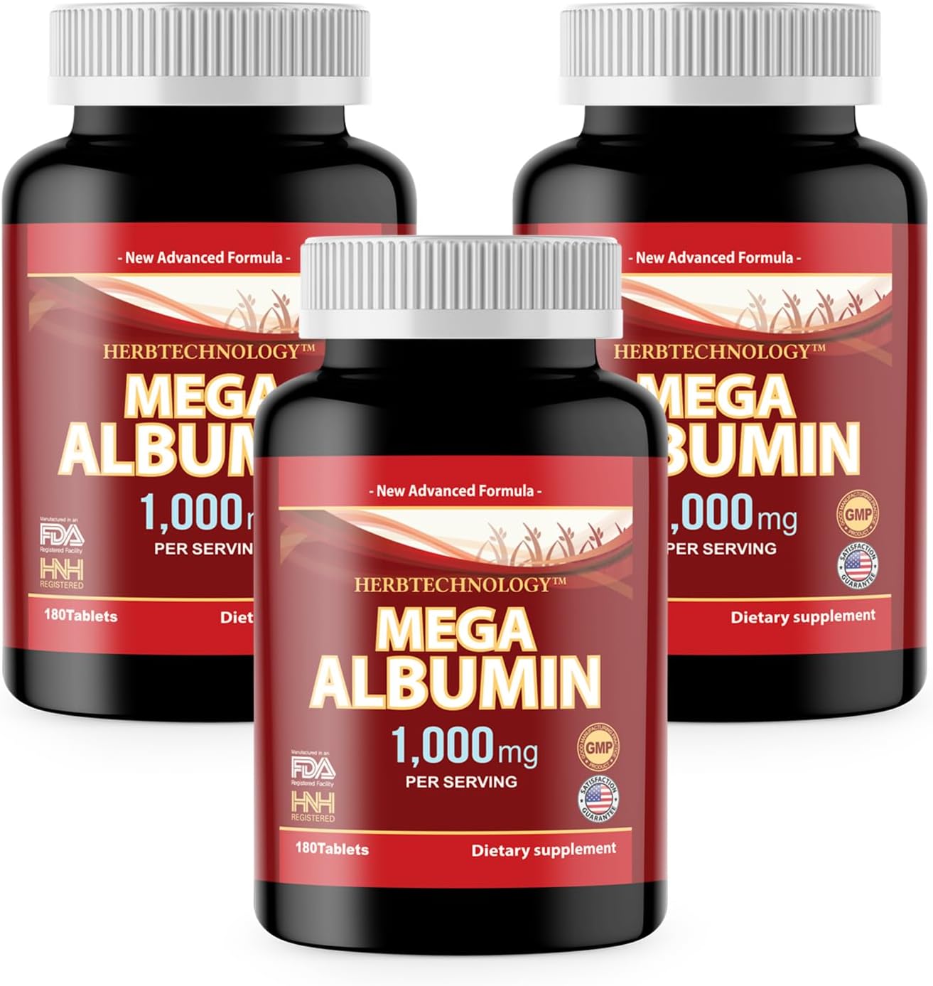 Dr.K&C HNHusa Mega Albumin Protein 1000mg Tablets for Kidney and Liver Health, Energy, and Overall Wellness - 540 Tablets, 180 Tabs x 3 Pack