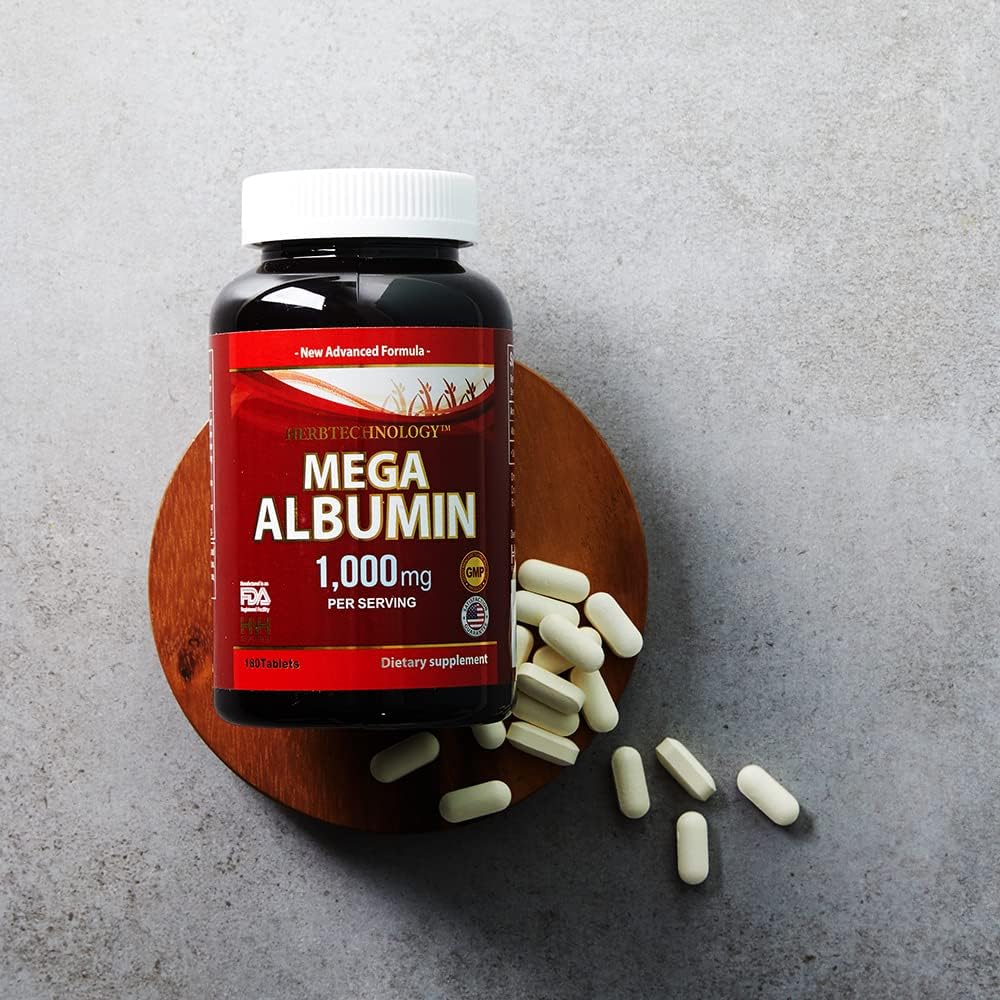 Dr.K&C HNHusa Mega Albumin Protein 1000mg Tablets for Kidney and Liver Health, Energy, and Overall Wellness - 540 Tablets, 180 Tabs x 3 Pack