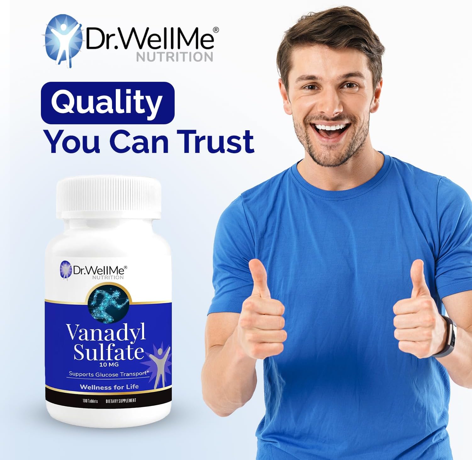 Dr.WellMe Nutrition Vanadyl Sulfate Supplement 10 mg - Supports Healthy Blood Sugar - 100 Tablets (Pack of 3)