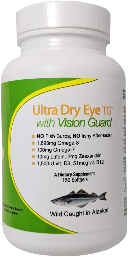 Dry Eyes Relief Softgels with Omega-3, Lutein, Zeaxanthin, Maqui Berry, Black Currant Oil - Mini Size (90 Softgels)