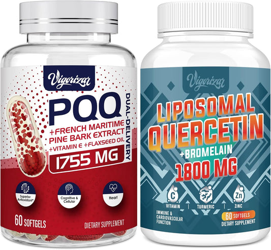 Dual-Delivery French Maritime Pine Bark Extract + Liposomal Quercetin Phytosome - 1600 MG Formula for Vigorizing