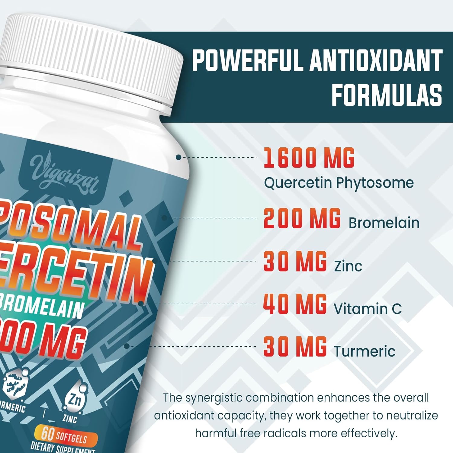 Dual-Delivery French Maritime Pine Bark Extract + Liposomal Quercetin Phytosome - 1600 MG Formula for Vigorizing