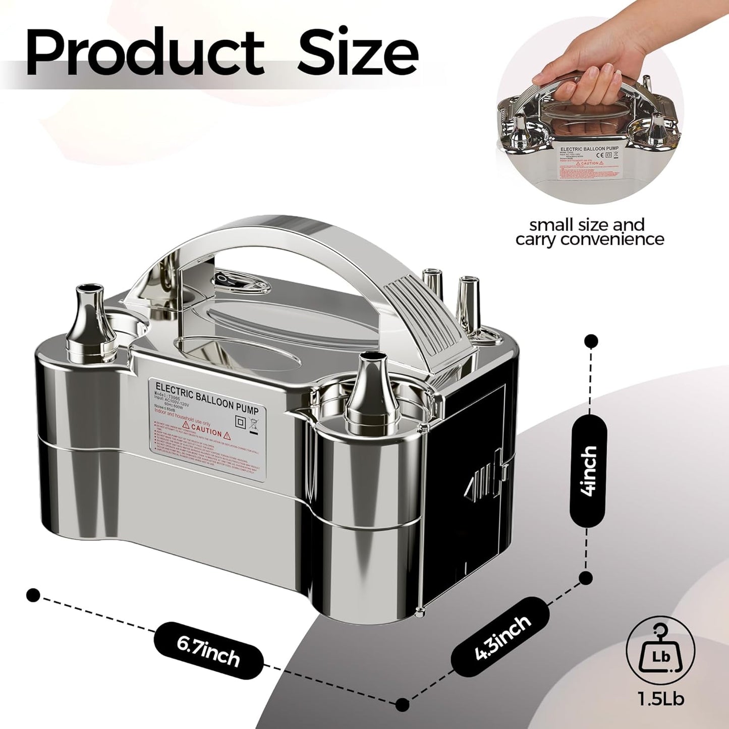 Dual Nozzle Electric Balloon Pump - Portable Inflator for Parties and Decorations - Saves Time and Effort - 110V-120V, 600W