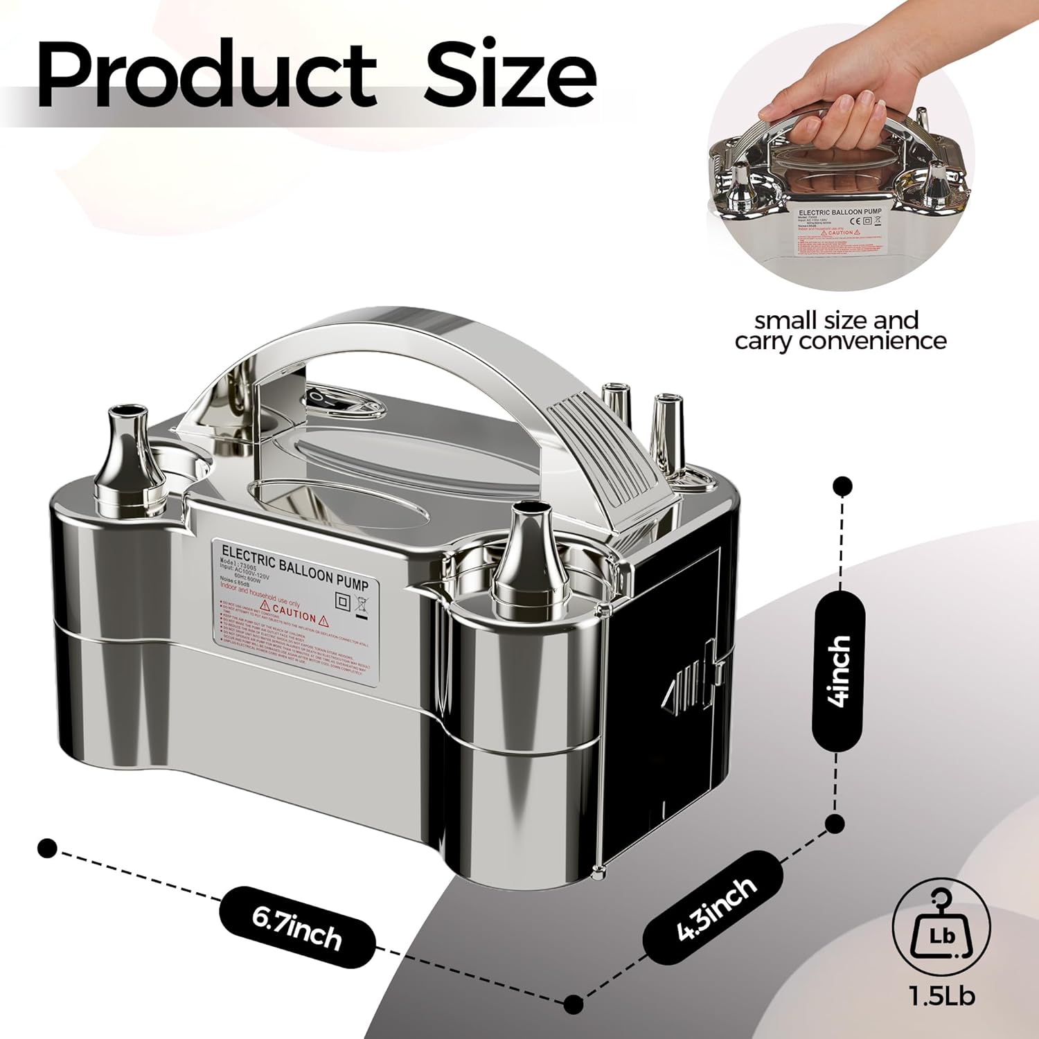 Dual Nozzle Electric Balloon Pump - Portable Inflator for Parties and Decorations - Saves Time and Effort - 110V-120V, 600W