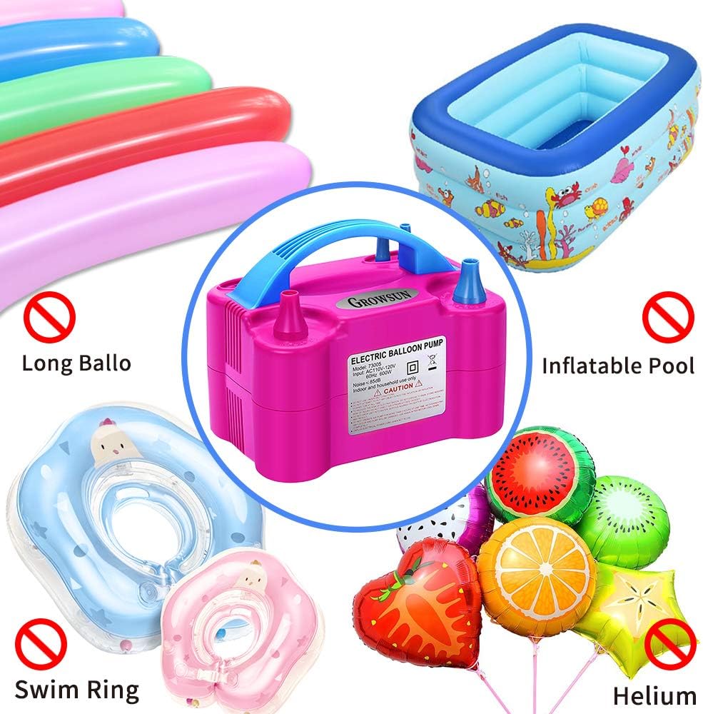 Dual Nozzle Electric Balloon Pump Inflator 110V 600W for Birthday Baby Shower Party Decorations - Portable Automatic Balloon Blower by Growsun