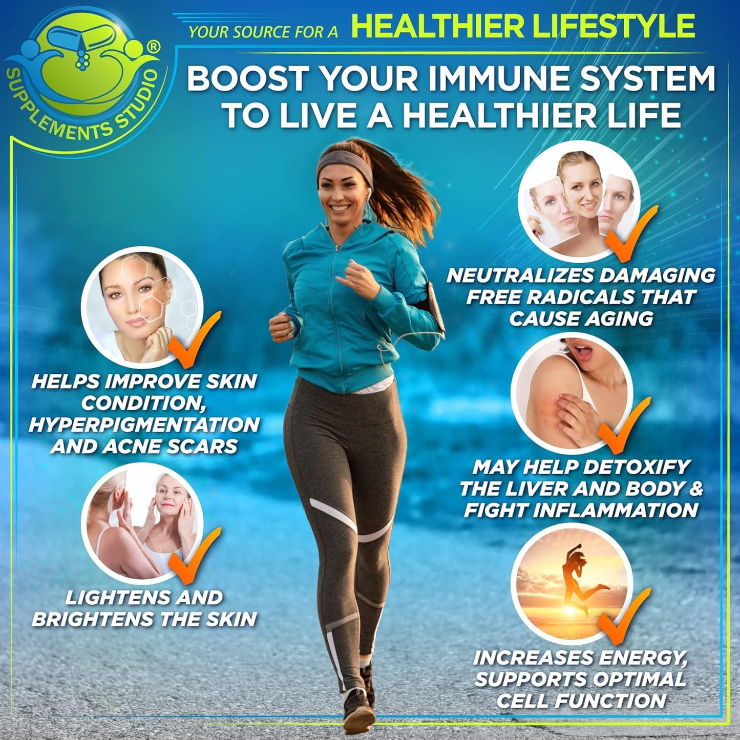Dual Pack: Liposomal Glutathione 500mg & Quercetin 500mg with Zinc, Bromelain, and Vitamin C - Antioxidant & Detoxifier Supplement