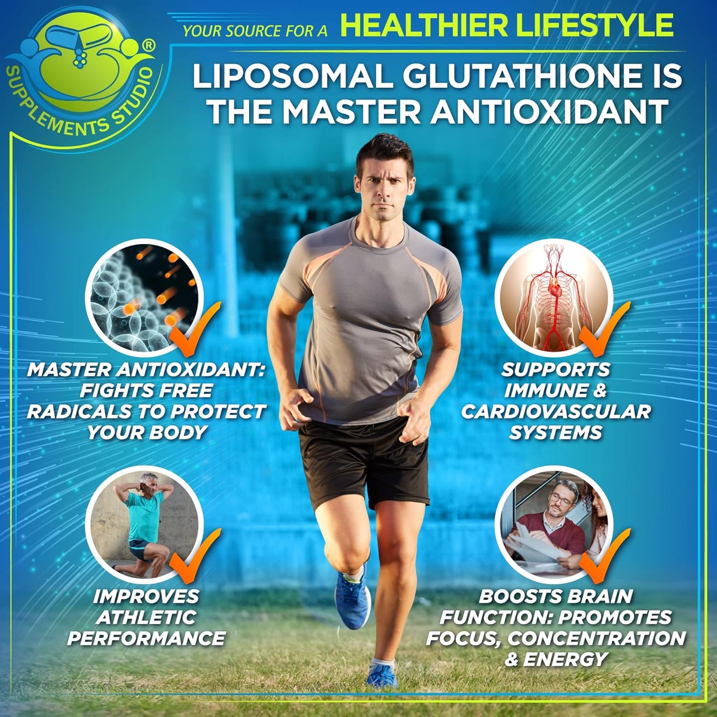 Dual Pack: Liposomal Glutathione 500mg & Quercetin 500mg with Zinc, Bromelain, and Vitamin C - Antioxidant & Detoxifier Supplement