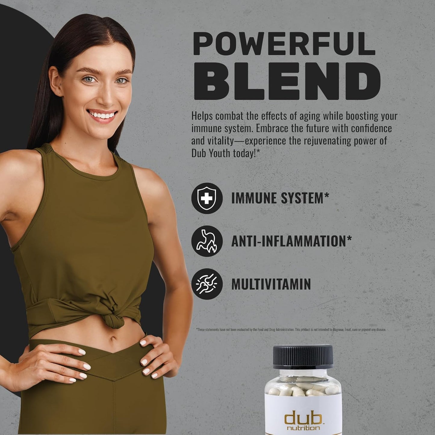 Dub Nutrition Youth Capsules - Immunity and Mobility Support with Acai, Resveratrol, Curcumin, Vitamins A, C, D, E, B12, and CoQ10 - 90 Count