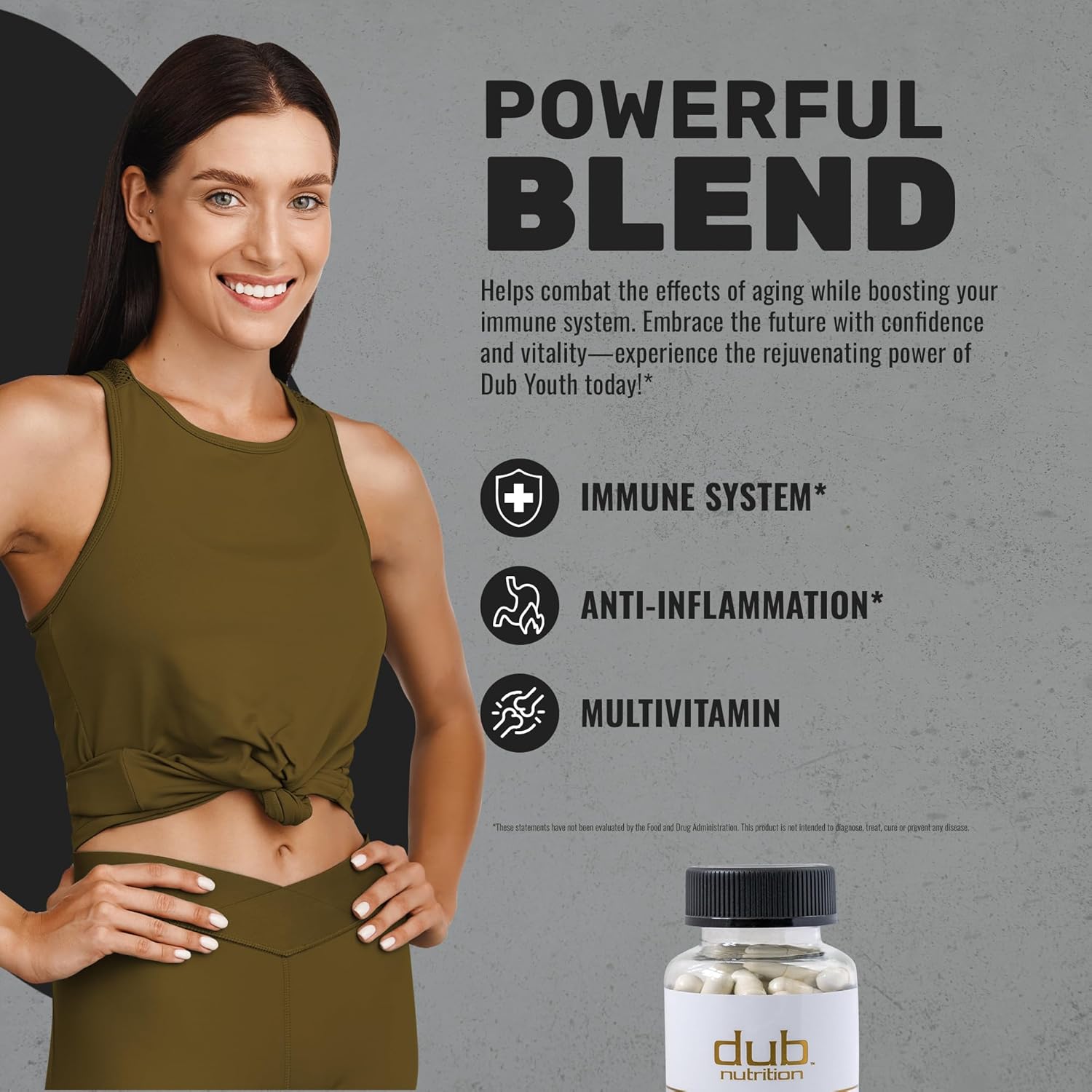 Dub Nutrition Youth Capsules - Immunity and Mobility Support with Acai, Resveratrol, Curcumin, Vitamins A, C, D, E, B12, and CoQ10 - 90 Count