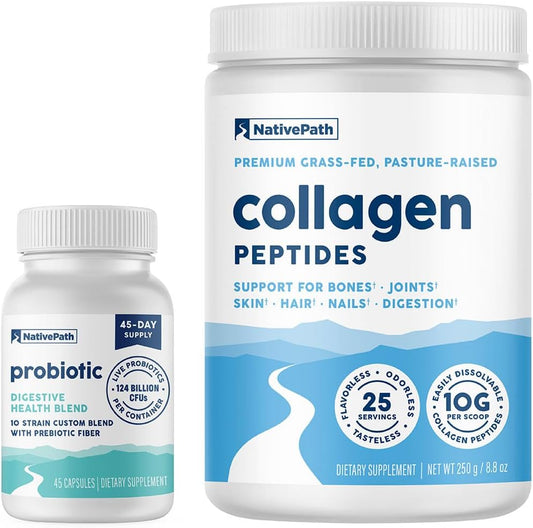 Duo Pack with NativePath Probiotic 45 and Collagen - 25 Servings of Collagen and Probiotic 45