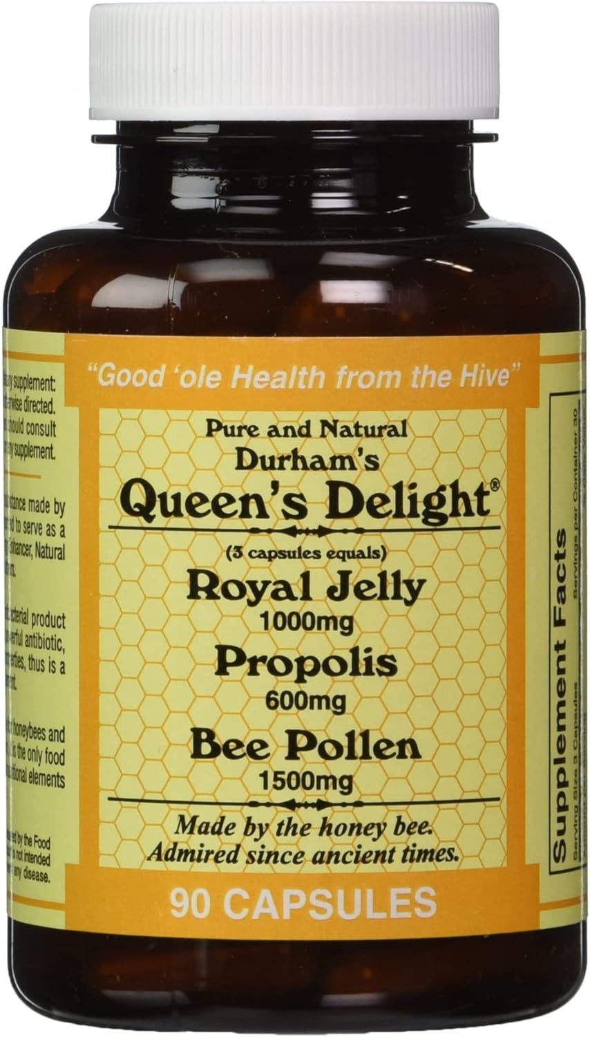 Durham's Bee Farm Royal Jelly, Propolis, and Bee Pollen Capsules - High Potency Daily Supplement