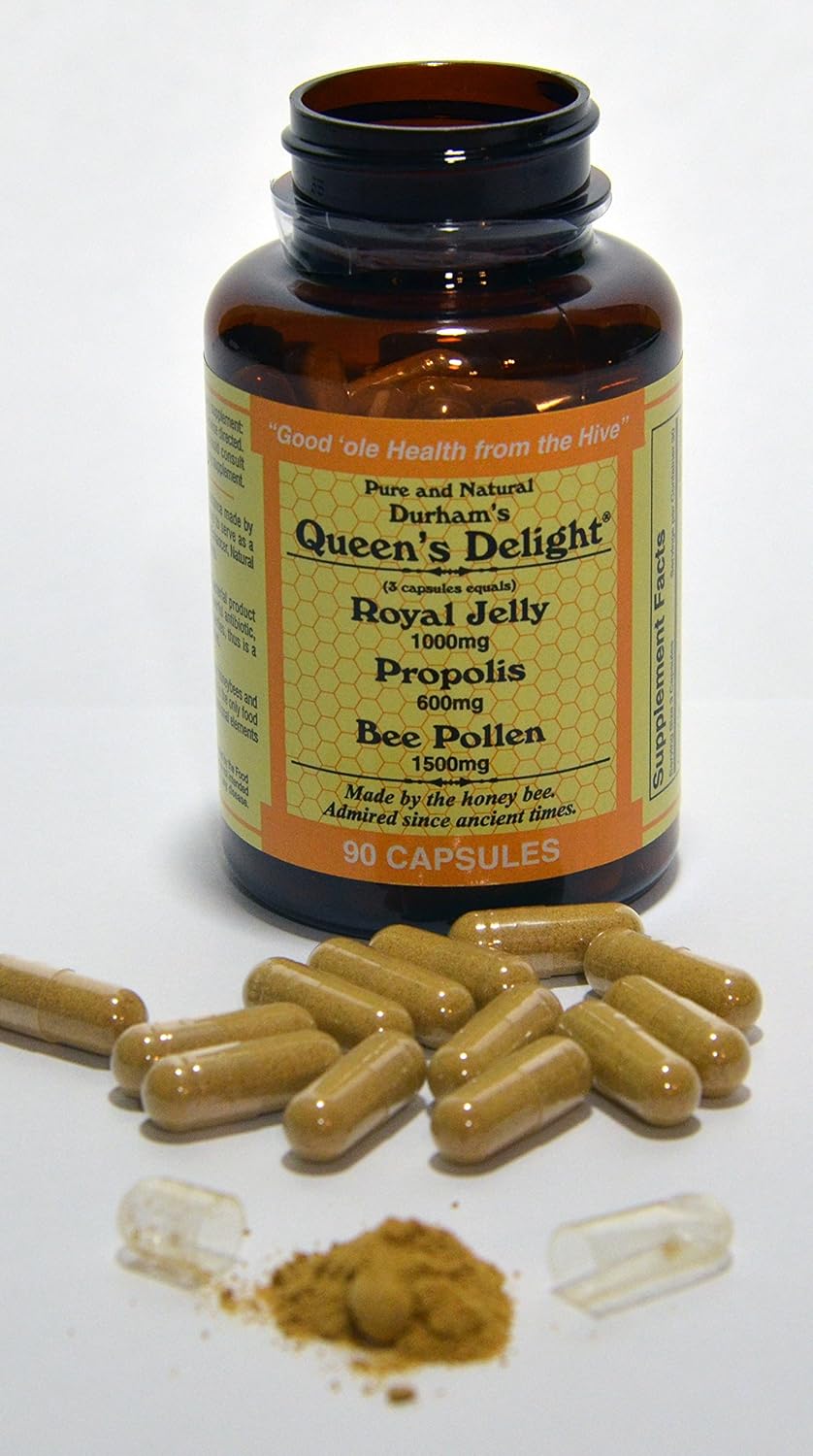 Durham's Bee Farm Royal Jelly, Propolis, and Bee Pollen Capsules - High Potency Daily Supplement