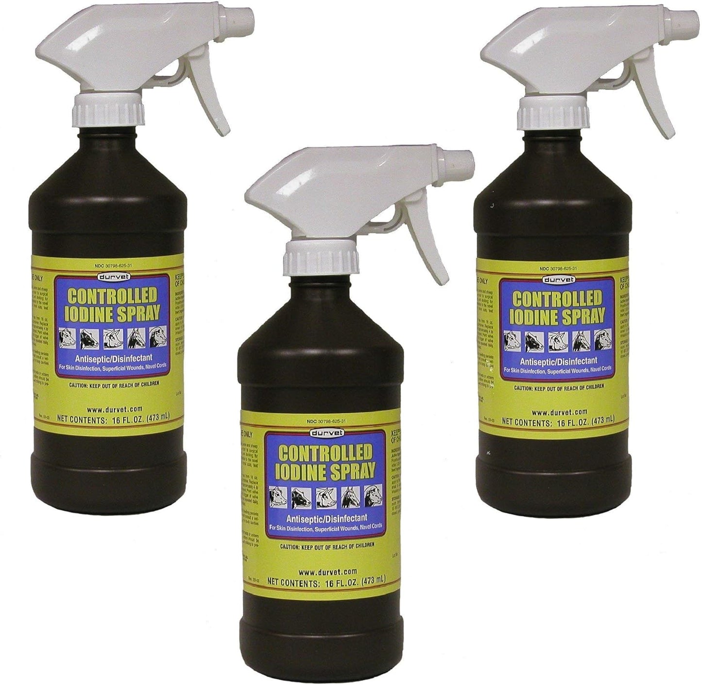 Durvet Controlled Iodine Spray 16 oz - Pack of 3