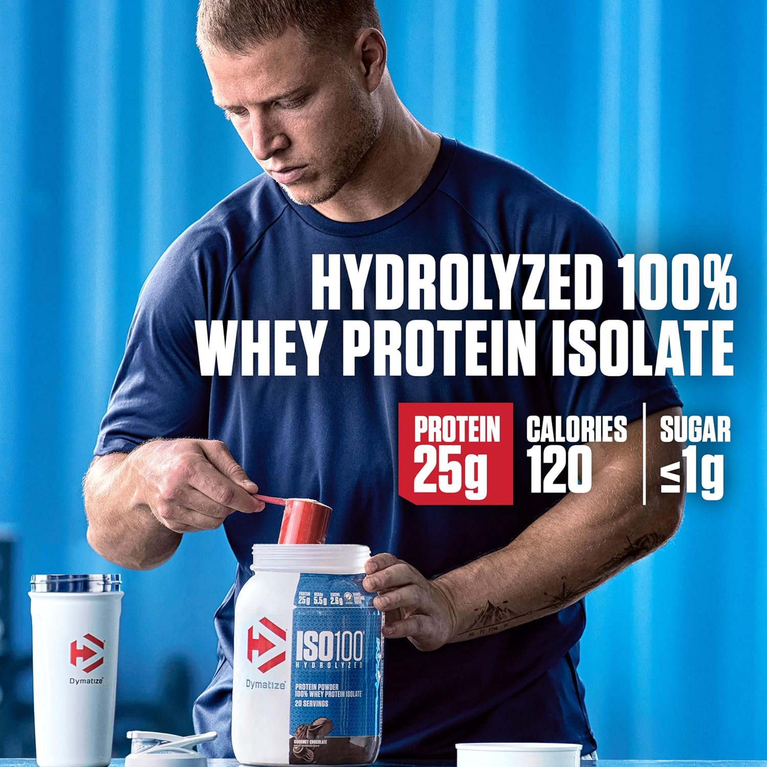 Dymatize ISO 100 Whey Protein Powder - 25g Hydrolyzed 100% Whey Isolate, Gluten Free, Fast Digesting, Gourmet Vanilla - 3 lb Jar