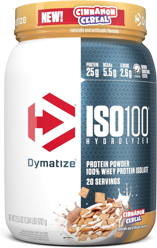 Dymatize ISO100 Cinnamon Cereal Whey Isolate Protein Powder - 20 Servings Gluten-Free