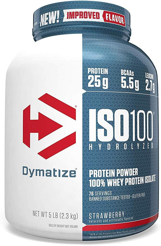 Dymatize ISO100 Hydrolyzed Whey Protein Isolate Strawberry Flavor - 5 lbs Pack