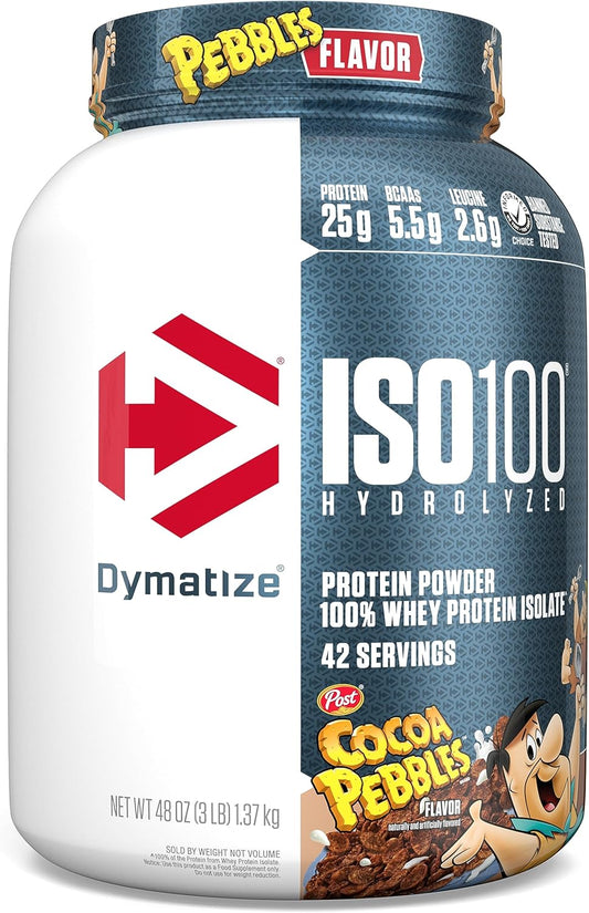 Dymatize ISO100 Whey Isolate Protein Powder, 25g Protein, Gluten Free, Fast Absorbing, Cocoa Pebbles - 3lb