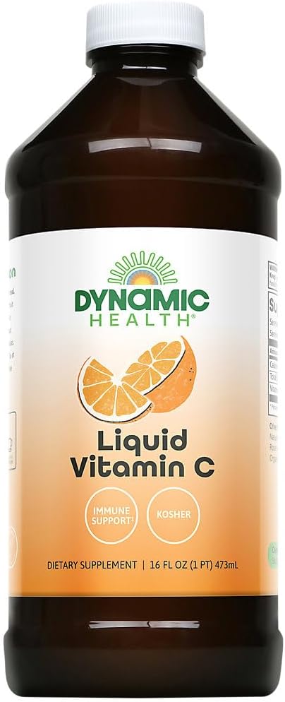 Dynamic Health Liquid Vitamin C - Citrus Flavor - 1000mg, 16oz Bottle - High Potency Immune Support Supplement