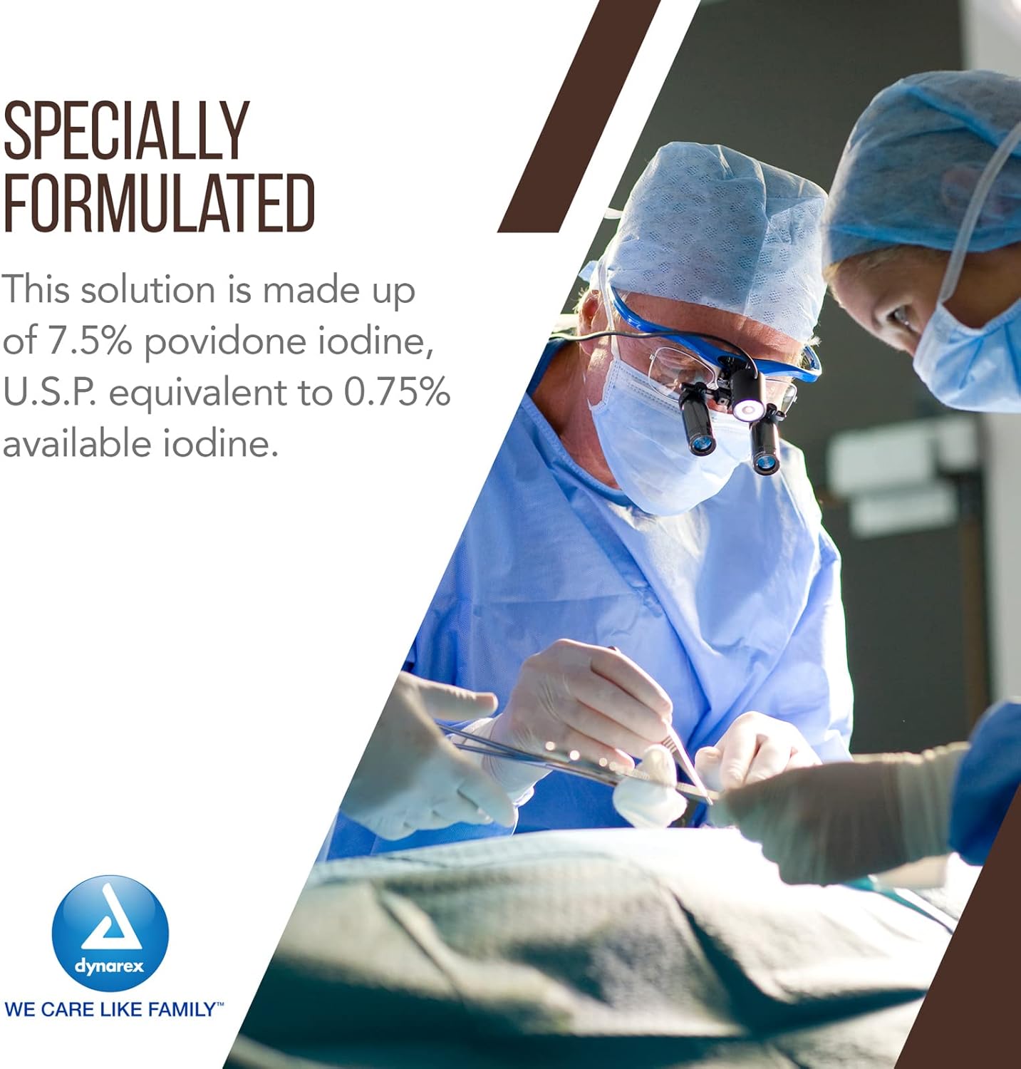 Dynarex Povidone-Iodine Antiseptic Scrub Solution, 7.5% Povidone Iodine, 16 fl. oz. - Ideal for Surgical Site Prep, Skin & Mucosa