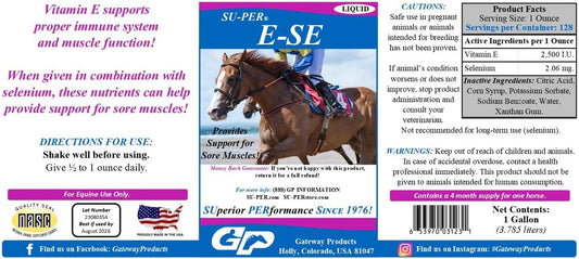 E-Se Horse Antioxidant Supplement - Vitamin E & Selenium for Muscle Support - 1 Gallon, 4 Month Supply