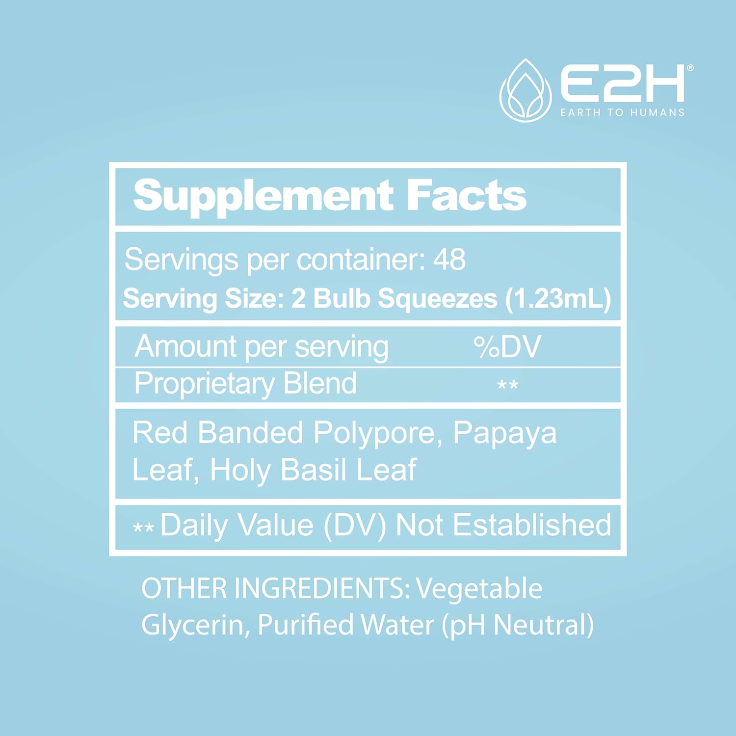 E2H Advanced Immune Defense Supplement - All-Natural Immune Booster with Holy Basil and Papaya Leaves - Vegan Drops - 2 Fl Oz