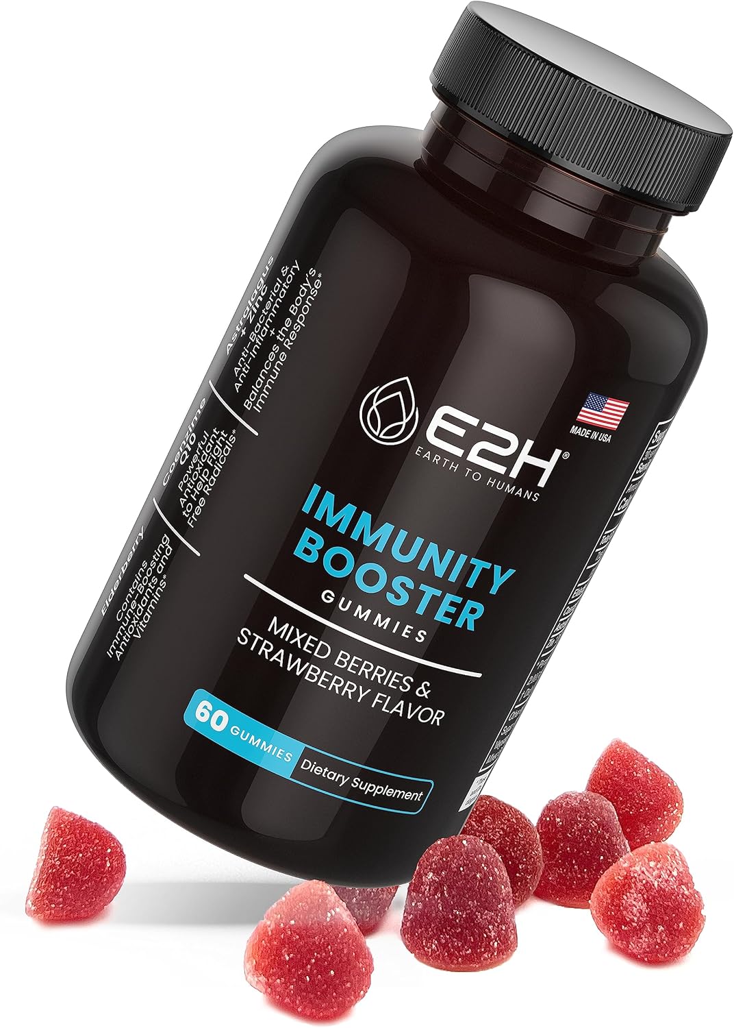 E2H Immunity Support Gummies - 60 Count, Gelatin-Free, Gluten-Free, Vegan & Non-GMO - Earth to Humans