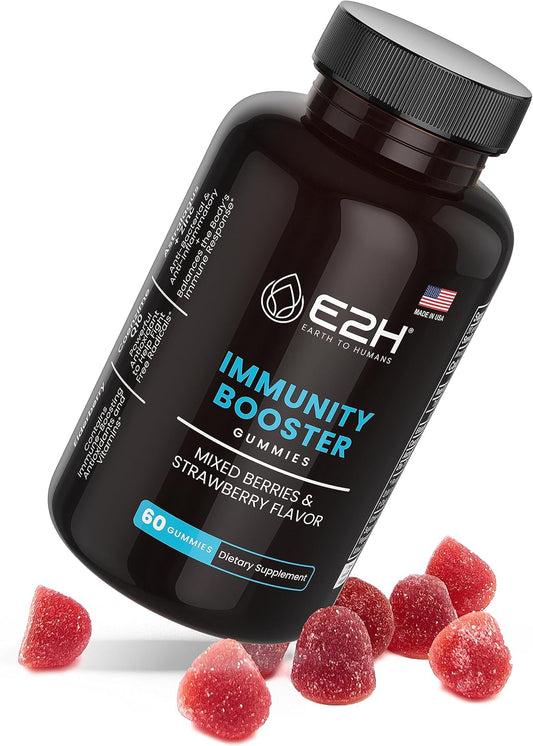 E2H Immunity Support Gummies - 60 Count, Gelatin-Free, Gluten-Free, Vegan & Non-GMO - Earth to Humans